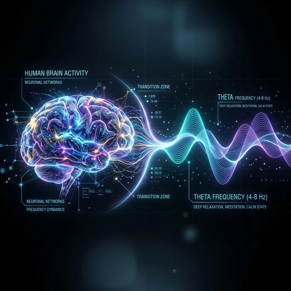 Glowing visual representation of brainwave frequencies
